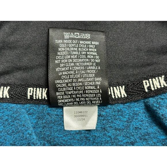 PINK Victoria's Secret Pullover Womens XS Blue Heather Quarter Zip Thumbholes - Picture 4 of 6